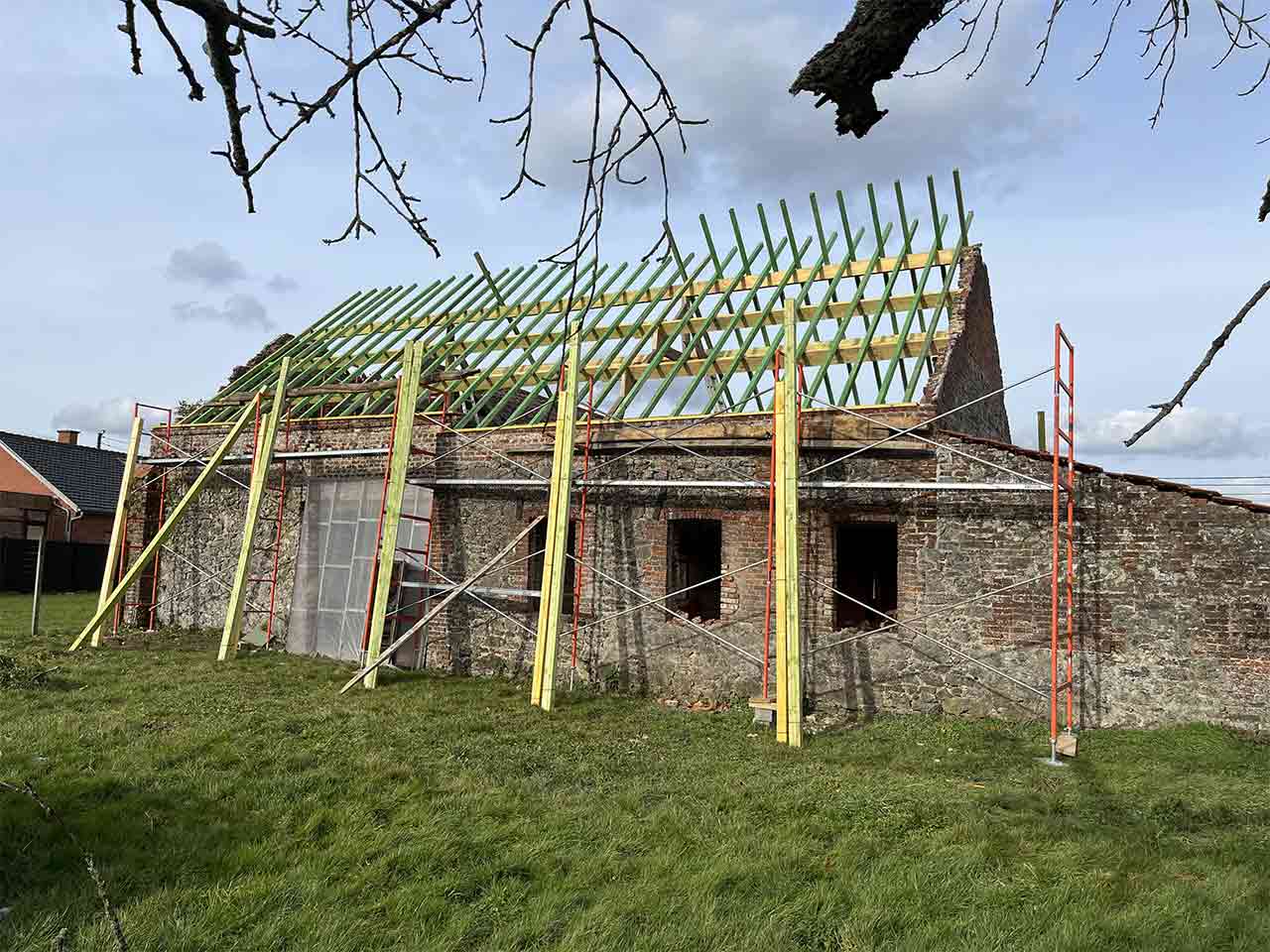 Chantier charpente bois